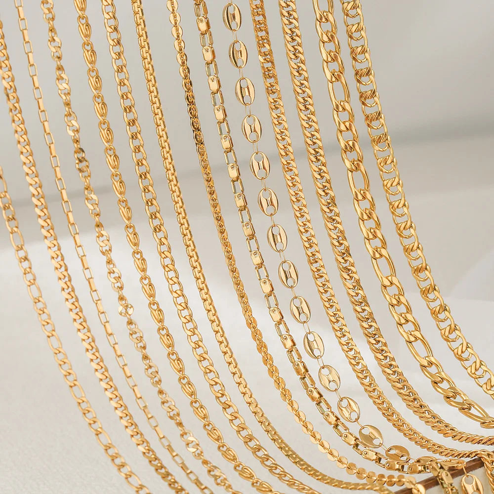 2025 Trendy Gold Plated Chain Necklace Waterproof Jewelry Stainless Steel Necklace for Women Girls