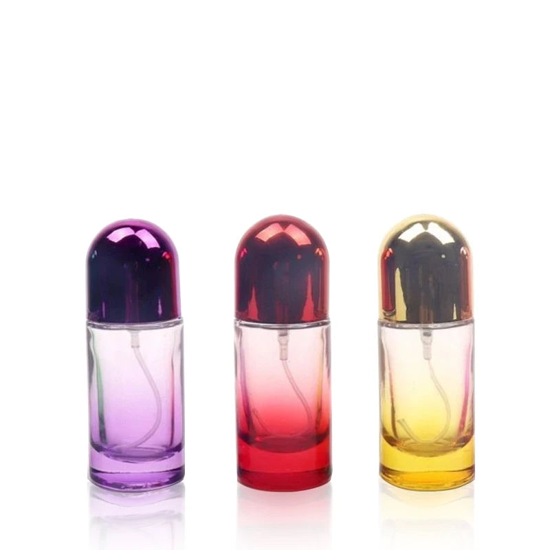 Beautiful Shape Colored Glass Perfume Bottles 20ml 30ml Screw Cap Screen Printing for Cosmetics