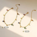 Wholesale Gold Bead Paperclip Charm Bracelet Anklet Natural Lapis Lazuli Amethyst Green Quartz Tiger's Eye Colorful Fashion