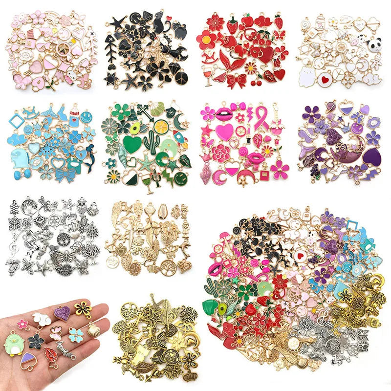30Pcs DIY Charms Ornaments Enamel Alloy Bracelet Necklace Pendant Key Ring Accessories Pendant