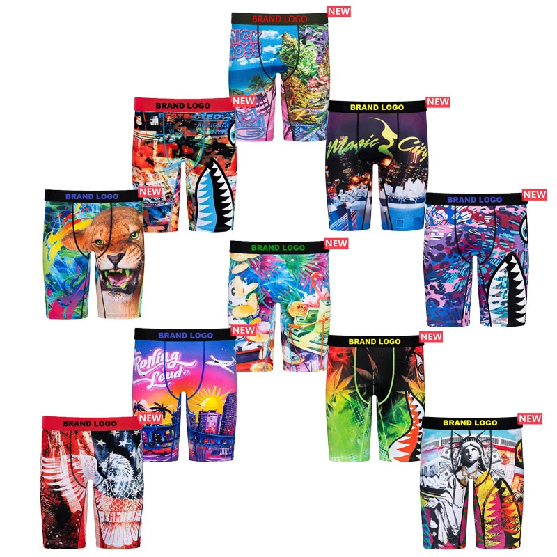 Uxyk-Custom LGOGO Waist American Designer Underwear Shorts Plus Size Sport Underpants Printed Graphic Men Boxers