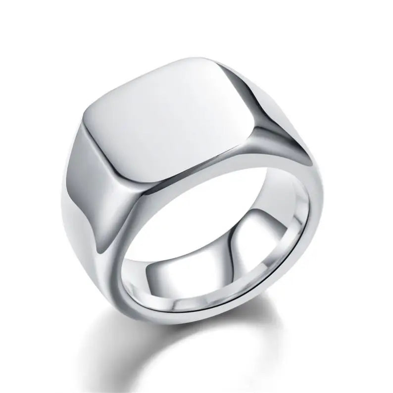 Wholesale Custom Logo Engrave Men Stainless Steel Jewelry Stainless Steel Signet Ring Men