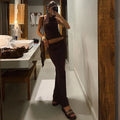 OOTN 2025 Spring European American Women's Fashion New Sexy Halter Neck Backless Camisole Slim Solid Floor-Length Summer Dress