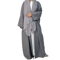 2024 New Open Abaya for Eid Ramadan Embroidered Kimono Style Cotton Linen Cardigan Robe for Islamic Muslim Women Traditional