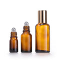 5ml to 50ml Empty Amber Glass Roll on Bottle for Essential Oils Perfume with Black/Gold Cap Metal Roller Ball Packaging