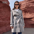 OEM Women Trench Coat Spring Custom Fashion Jacket Warm Retro Short Windbreaker