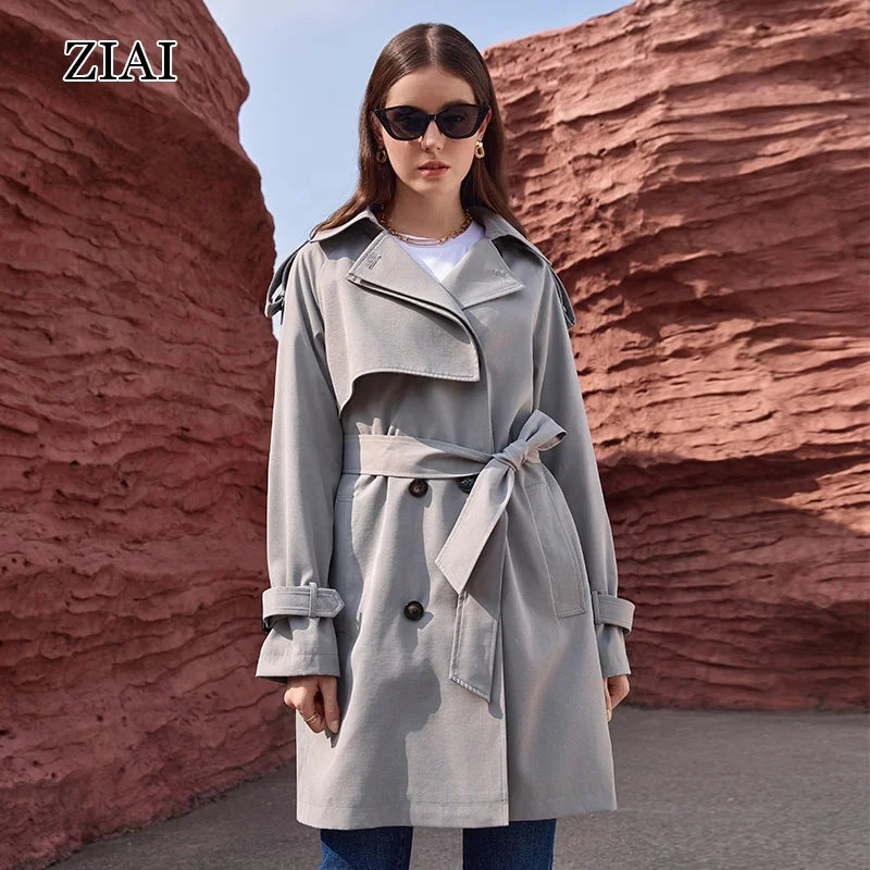 OEM Women Trench Coat Spring Custom Fashion Jacket Warm Retro Short Windbreaker