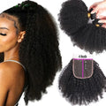 Ready to Ship Afro Kinky Curly 1B Vietnamese Brazilian Human Hair Bundles Closure Raw Unprocessed 4B 4C Extensions in Tape Style MegaBDM
