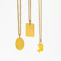 18K Gold Plated Dainty Chain Necklace Stainless Steel Oval Rectangle Pendant Choker Necklace Trendy Jewelry