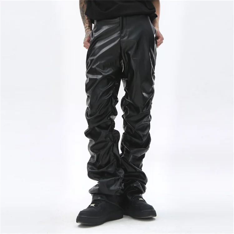 Men's Leather Pants Hip Hop Loose Casual Pu Pants