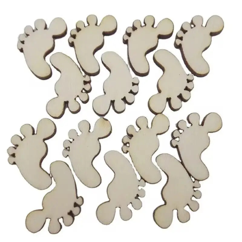DIY Wood Customized Unfinished Feet Discs Laser Cut Wood Crafts Ornaments