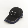 Custom Oxford Denim Cotton 6 Panel Structured Adjustable Baseball Cap with Embroidery Logo Car Racing Design Dot Pattern