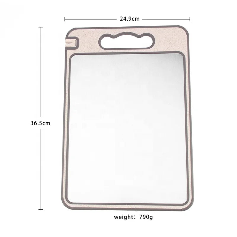 Kitchen Accessories Multi Functional Metal Double Side Wheat Straw Cutting Board Stainless Steel Chopping Board with Sharpener