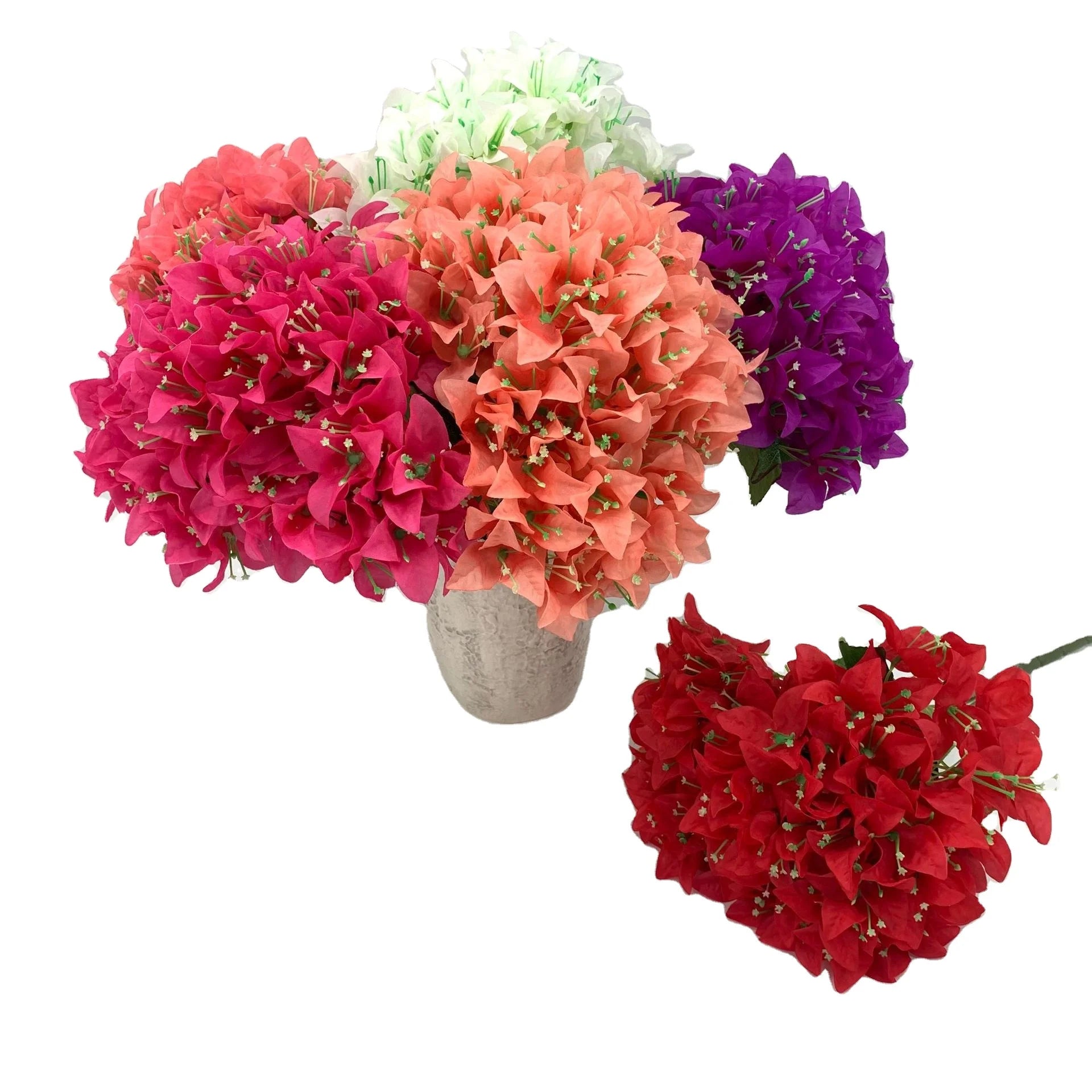 Factory Direct 5 Heads Bougainvilleas Silk Artificial Bougainvillea Flower Bouquet for Sale