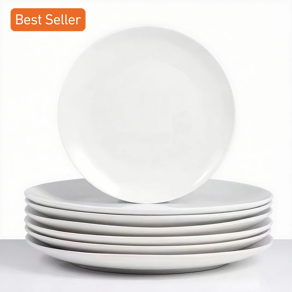 Bulk Cheap Price Eco-friendly Customized 10.5 Inch Large Pure White Hotel Ceramic Porcelain Dinner Plates Set for Restaurant