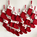 Classic Red Wool Knitted Christmas Stockings with Festive Pendant Decoration Lettered Holiday Decorations