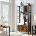 4-Layer Wooden Display Storage Rack for Living Room Multi-Level Metal Display Shelf Standing Type Installation
