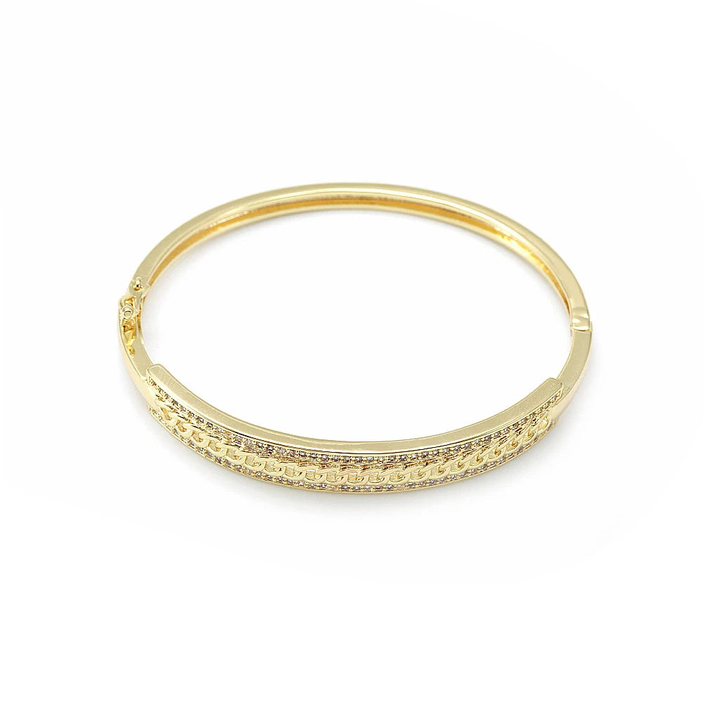 IVIAPRO Jewelry New Arrival Brass with 18K Gold Plated Cubic Zircon Bangles for Women