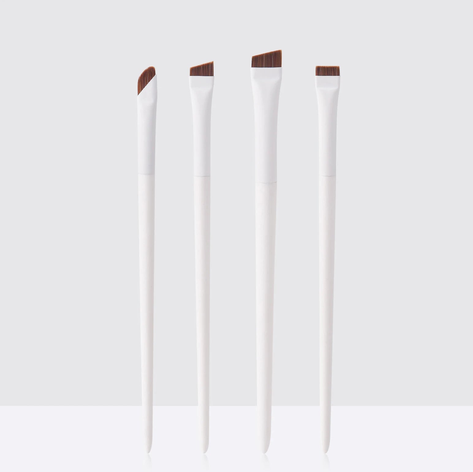 4pcs White Black Flat Eye Shadow Eyeliner Blade Eyebrow Brush Nylon Angled Makeup Brush Set Vegan Single Make up Brushes