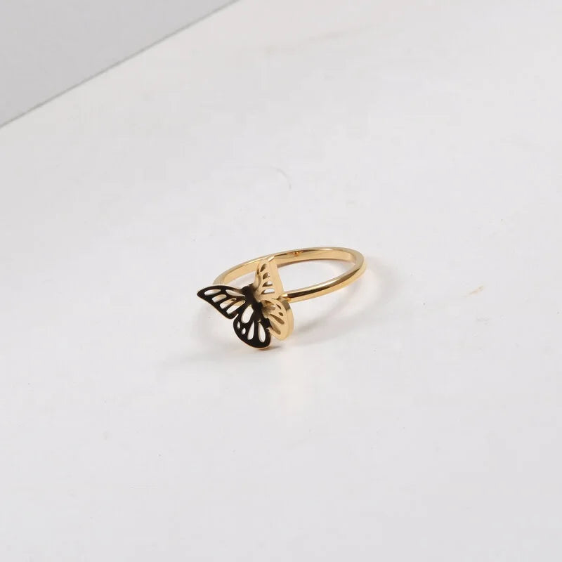 Ins Style Stainless Steel Butterfly Women Cute Ring