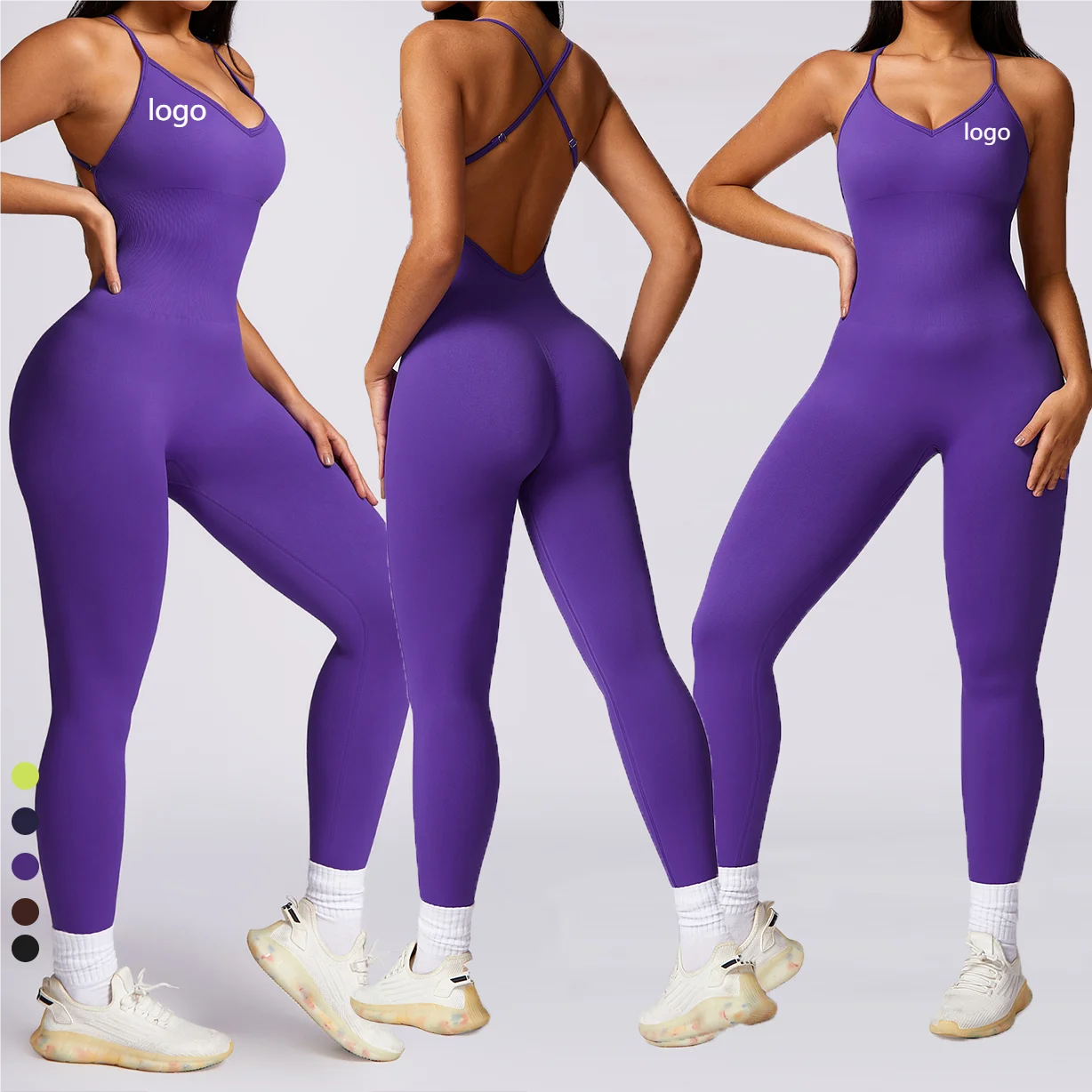 High Quality Backless One Piece Seamless Full BodySuit Gym Wear Active Workout Breathable Soft Yoga Workout Jumpsuits for Women