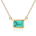 Wholesale 18K Gold Plated 925 Sterling Silver Square Shape Diamond Gemstone Pendant Necklace