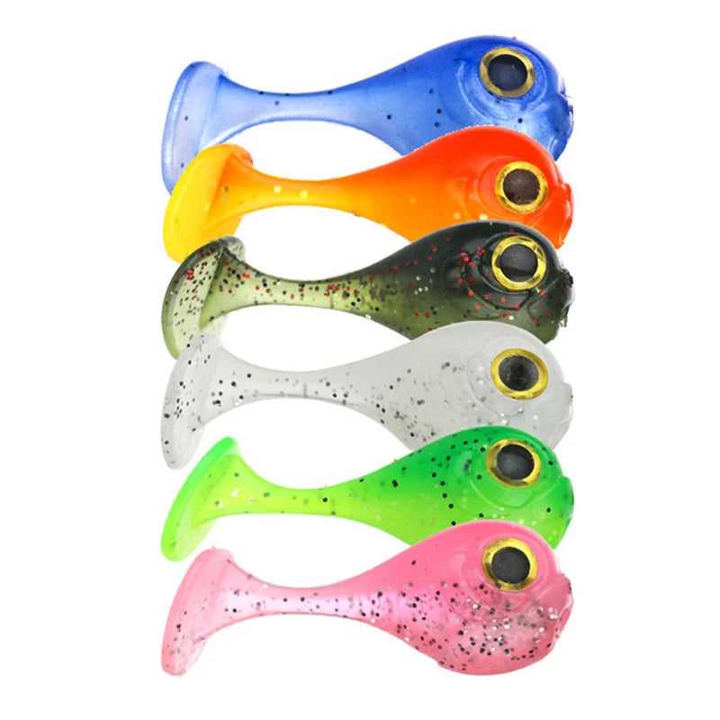WEIHE 4cm 3g 6 Colors Artificial Soft Fishing Lure 6pcs/bag With T-tail Tadpole Lures