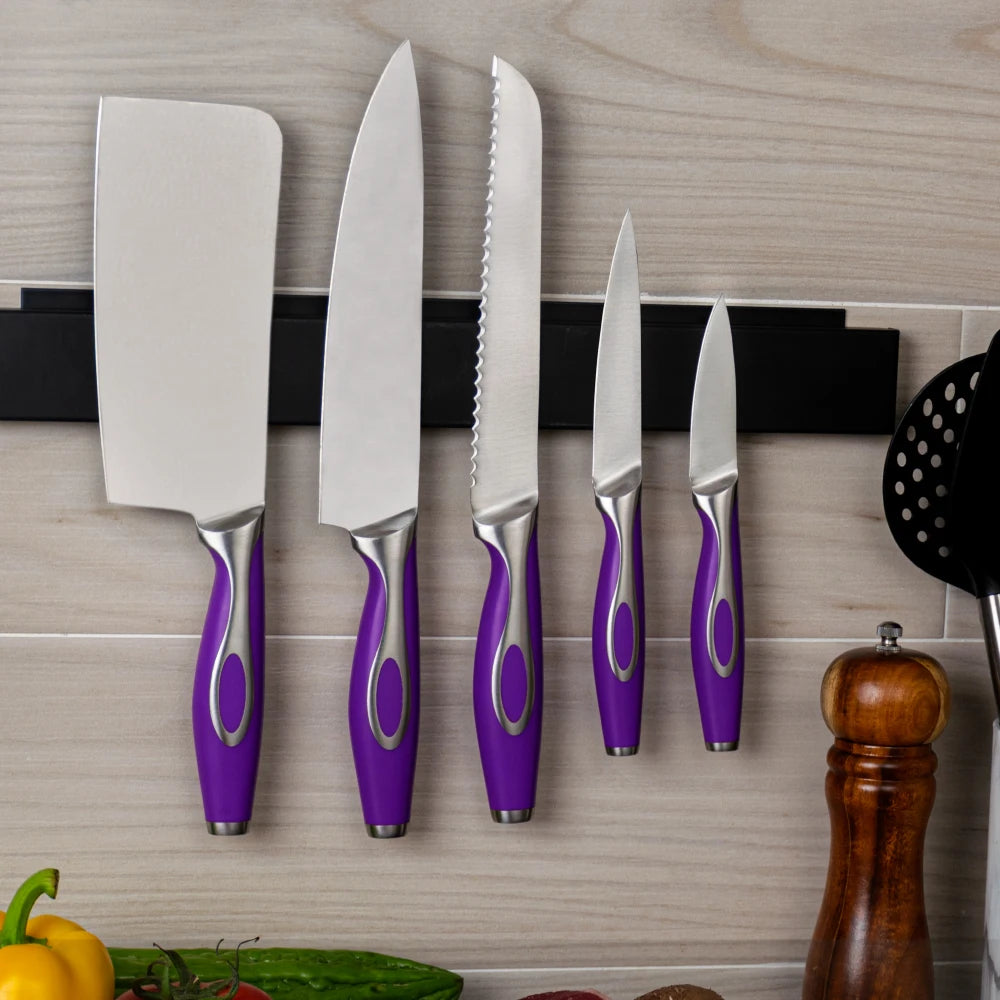 New Design 100% Food Grade Easy Clean 5 Pcs Stainless Steel Hollow Handle Kitchen Knife Set