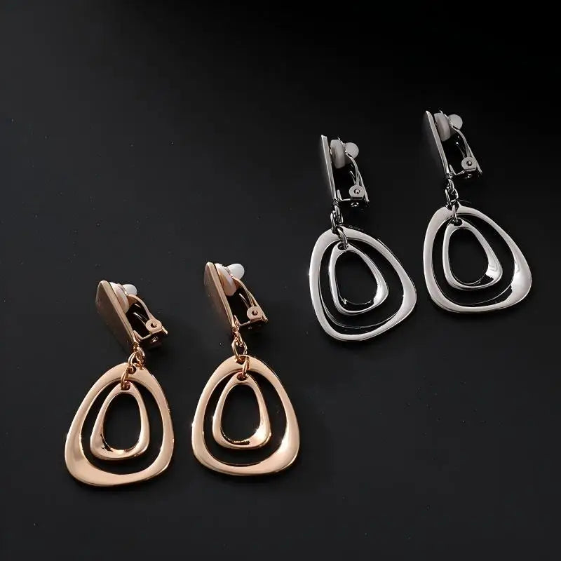 TongLing European Classic Elegant Non-piercing Earring Female Vintage Teardrop Clip Earrings for Daily Life