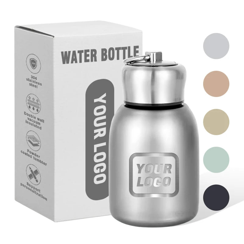 Logo Custom Water Cup With Handle 300ml Double Walled 304 Stainless Steel Vacuum Coffee Car Mug Travel Office Portable