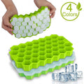 37 Cavity Honeycomb Ice Cube Trays with Removable Lids Silicone Gel Ice Cube Mold BPA Free Reusable Ice Mold