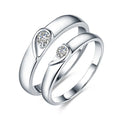 DAIHE Silver Romantic Heart to Heart Couple Ring Diamond Ring Fashion Jewelry Rings