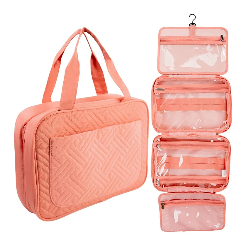 Women's Water-Resistant Polyester for Toiletry Bag with Sturdy Hook Hanging Travel Organizer Zipper Closure-Cosmetic Makeup