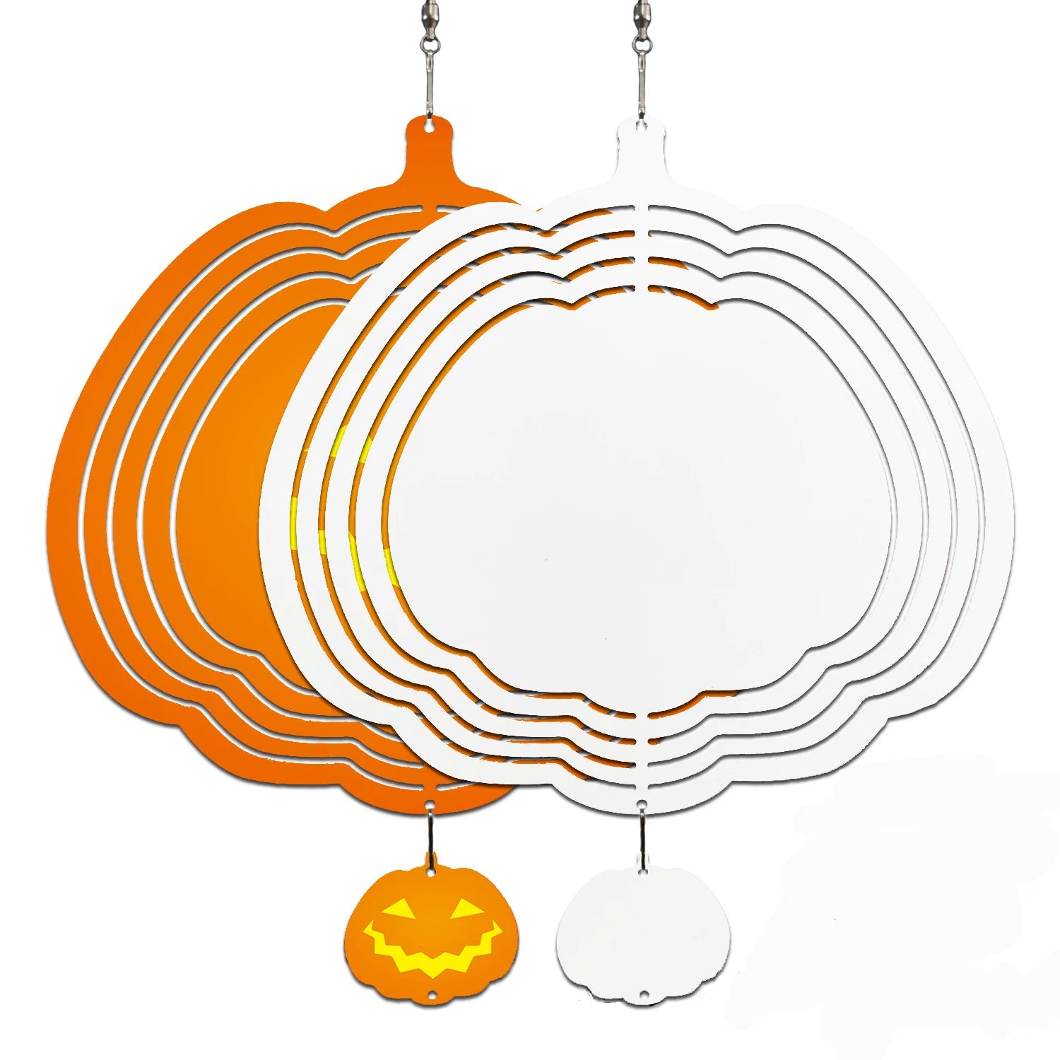Customized DIY Garden Pumpkin Shape Metal Aluminum Sublimation Blank Wind Spinner