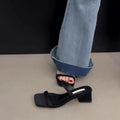 Women's One Strap Anti-slip High Heel Slippers Summer Beach Ladies Sandals Square Head Fashion Ladies Casual Shoes Walking Shoes