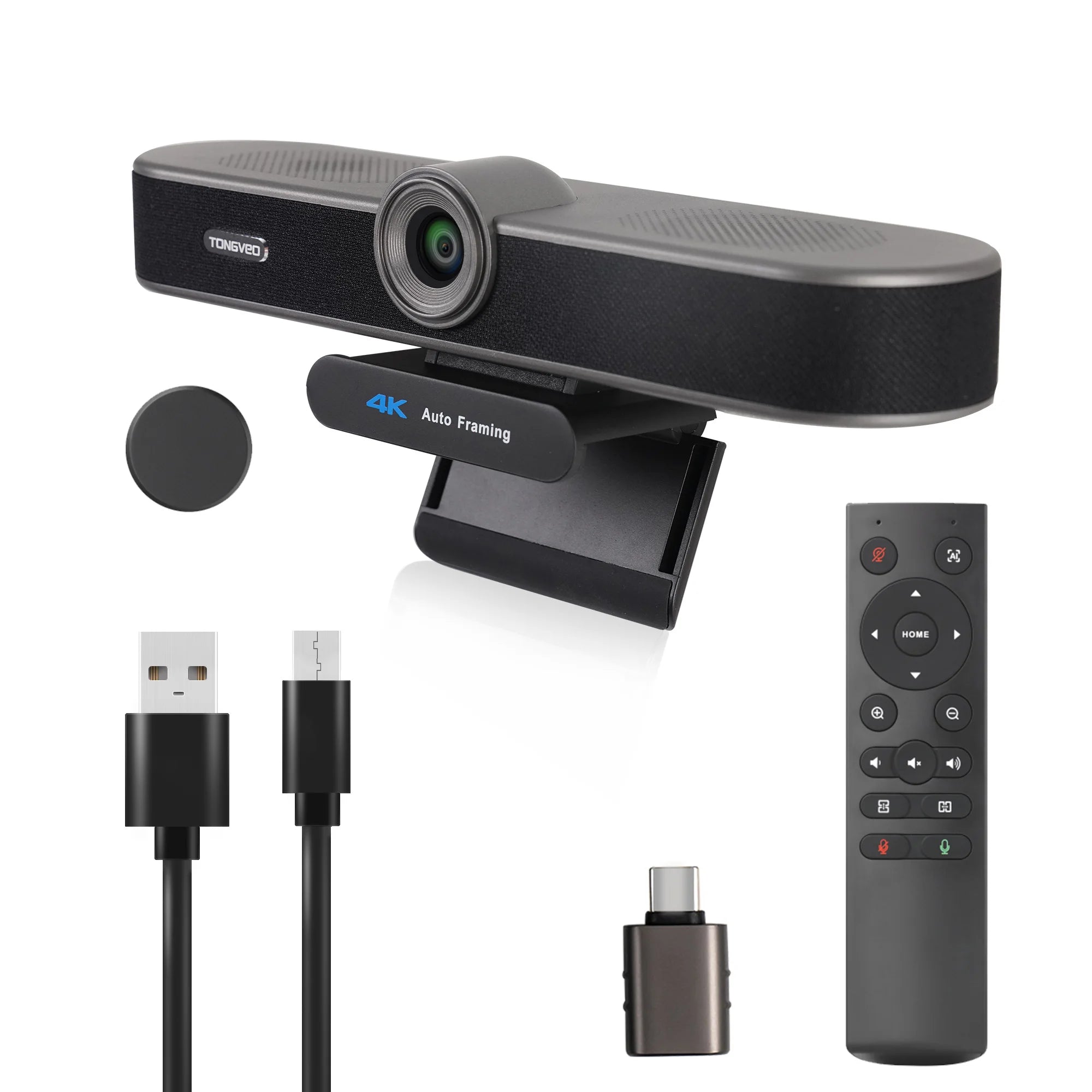 All in One Conference System USB Ultra HD 4K Webcam for Video Calling and Conference With Built in Speakerphone and 2 Mics