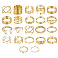 C057 Fashion Jewelry Moon Stars Butterflies Set Gold Plating Ring Set Geometric Rings Jewelry Women Finger Ring Set