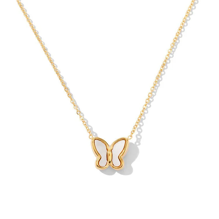 Fashion Jewelry Set Personalized 18K Gold Stainless Steel Shell Butterfly Pendant Necklace Earrings Set YF2439