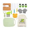 Customization 14 Pieces Wooden Kids Kitchen Knife Set with Cutting Board Fruit Vegetable Crinkle Cutters Real Cooking Set