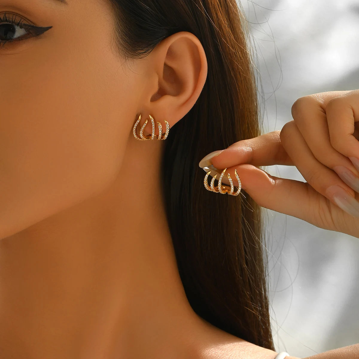 Trendy Bezel Setting Claw Stud Earrings Bulk Wholesale Dainty Brilliant Cut Zircon Copper Alloy Women's Anniversary Jewelry