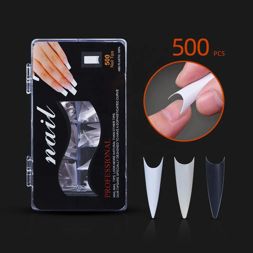 Nail Tools 500 Piece Pointed  Natural Transparent White  Manicure Decor Nail Makeup Microblading Accessories