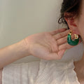 Trend French Retro Exaggerated U-shaped Gold Plated Earrings Resin Earrings All Match Jewelry