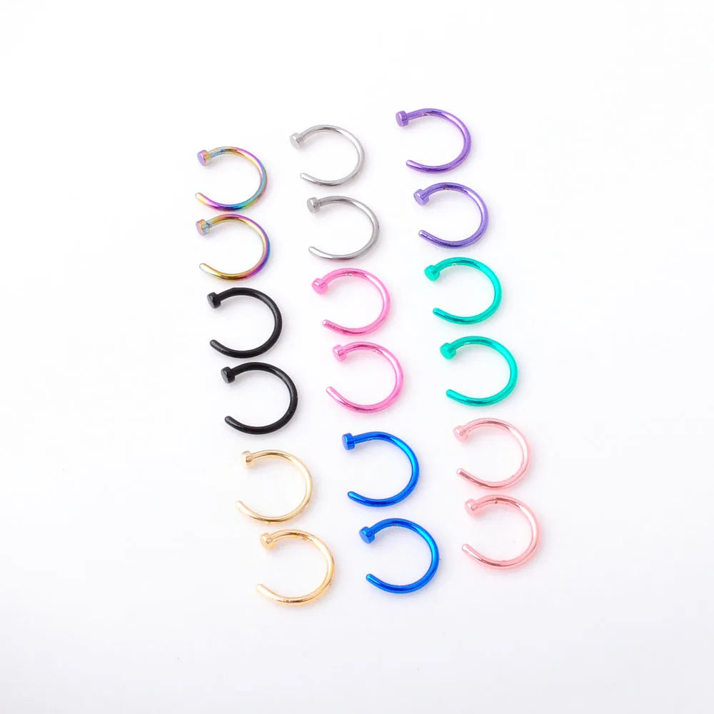 Fashion Stainless Steel Clip on Nose Ring Men Women Simple Gold U Shaped Open Hoop Nose Rings Without Pierced