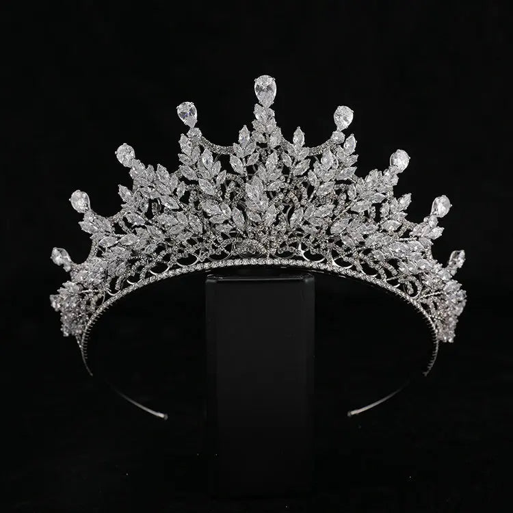 Qushine Wholesale Alloy Zircon Crown Rhinestone Channel Set Wedding Hair Accessories Bridal Luxury Silver High Quality Tiara