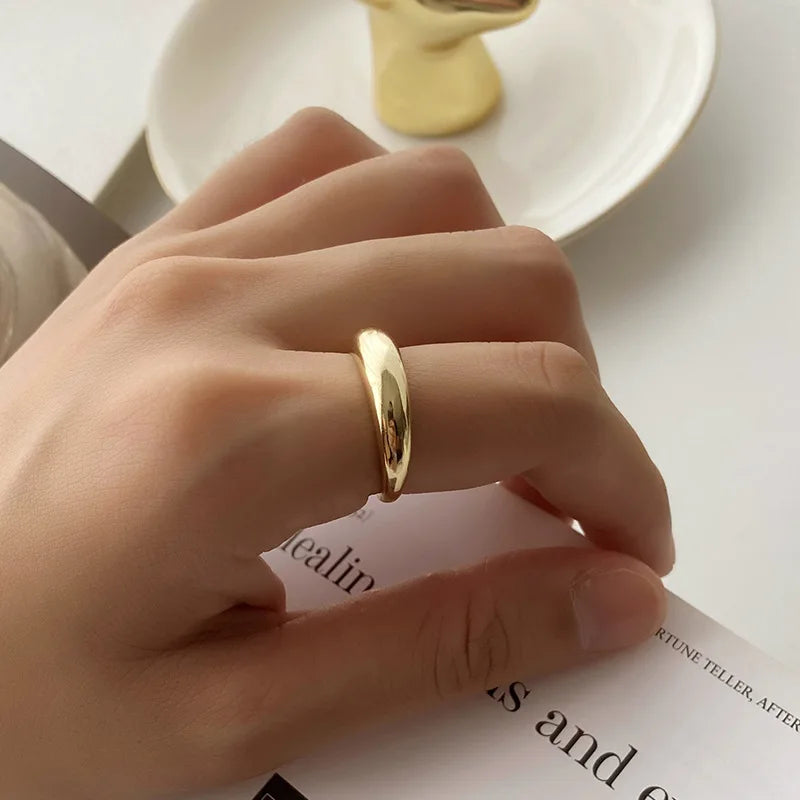VIANRLA 925 Sterling Silver Minimalist Gold Ring 18k Plated Jewelry Stacking Dome Ring