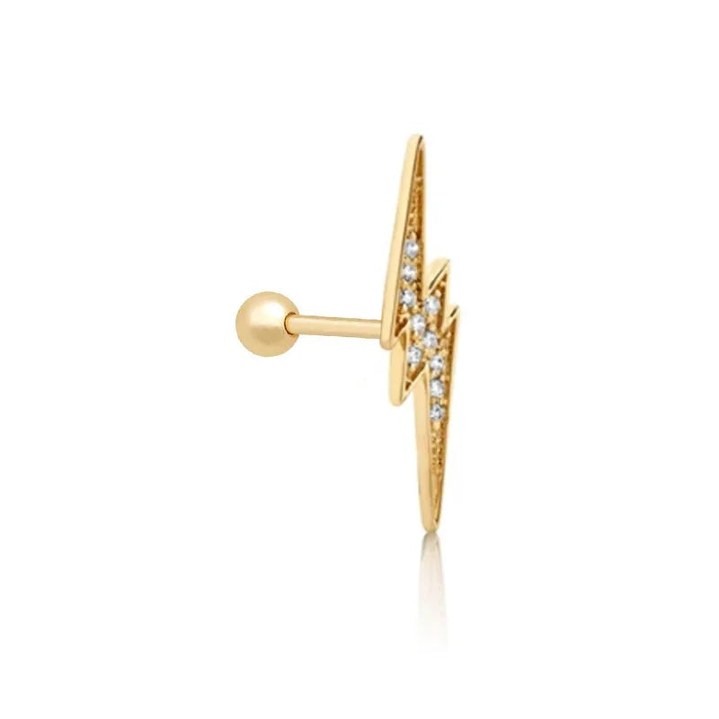 Simple 18K Gold Plated Zircon Single Religious Classic Mini Crucifix Cross 925 Sterling Silver Stud Earrings Engagement Wedding