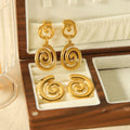 18K Gold Plated Large Statement Earrings for Women Creative Design Stainless Steel Spiral Geometric Ohrringe Jewelry