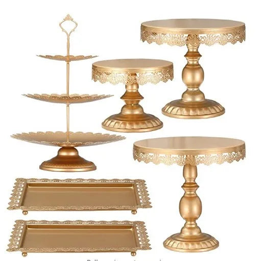 Cake Stand Set Display Table Decoration Cake Tools Gold Metal Crystal Cupcake Dessert Display Pedestal Wedding Party 1 Piece