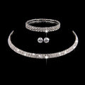 Luxury Female White Crystal Jewelry Set Charm Silver Color Wedding Dangle Earrings for Women Cute Bridal Geometry Chain Necklace