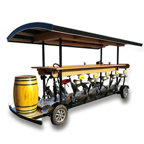 Luxury Leisure Fitness Sightseeing Bar Cart Pedal Electric Dual Power Mobile Beer Cart Multiplayer Riding Coffee Cart Party Car